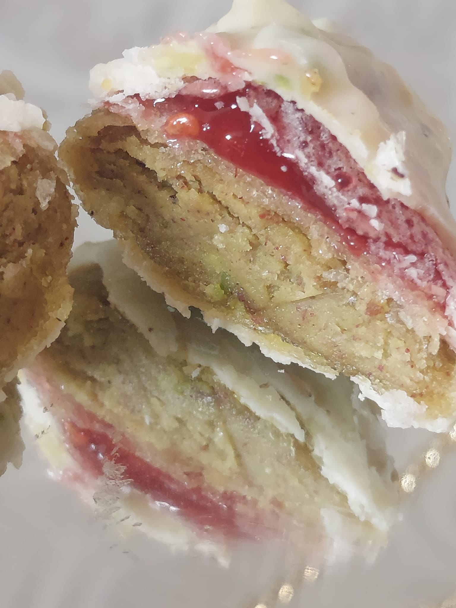 Samsa fondant pistache framboise
